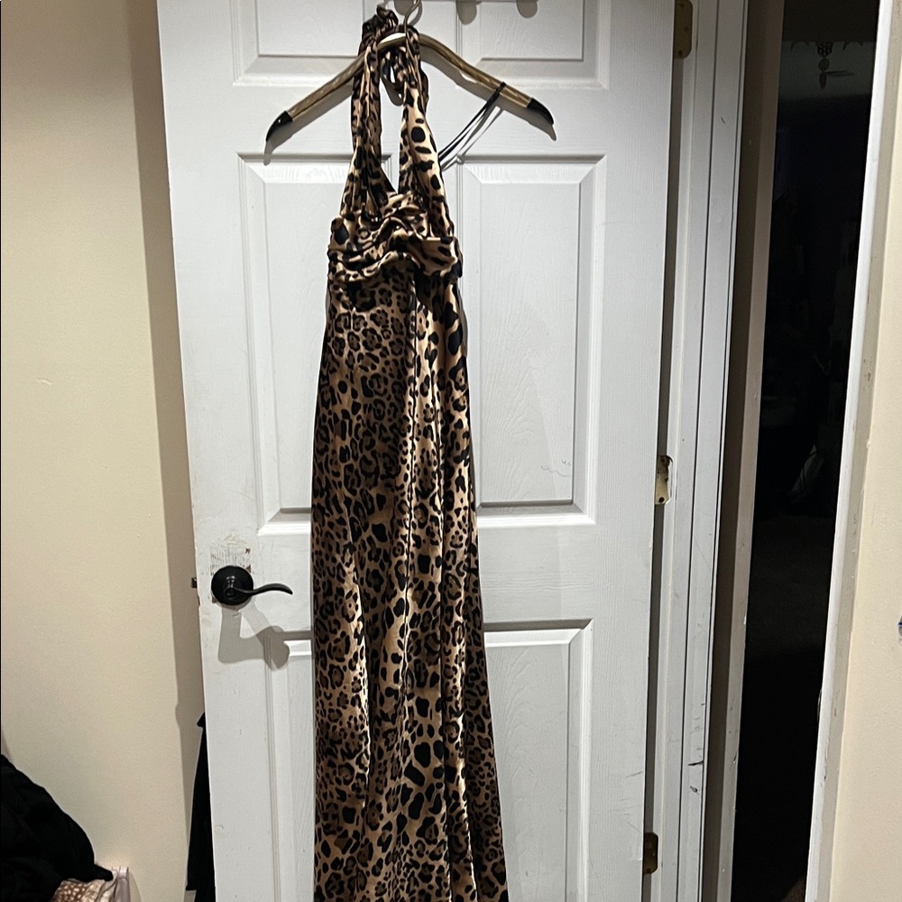 Xscape Animal Print Halter Dress